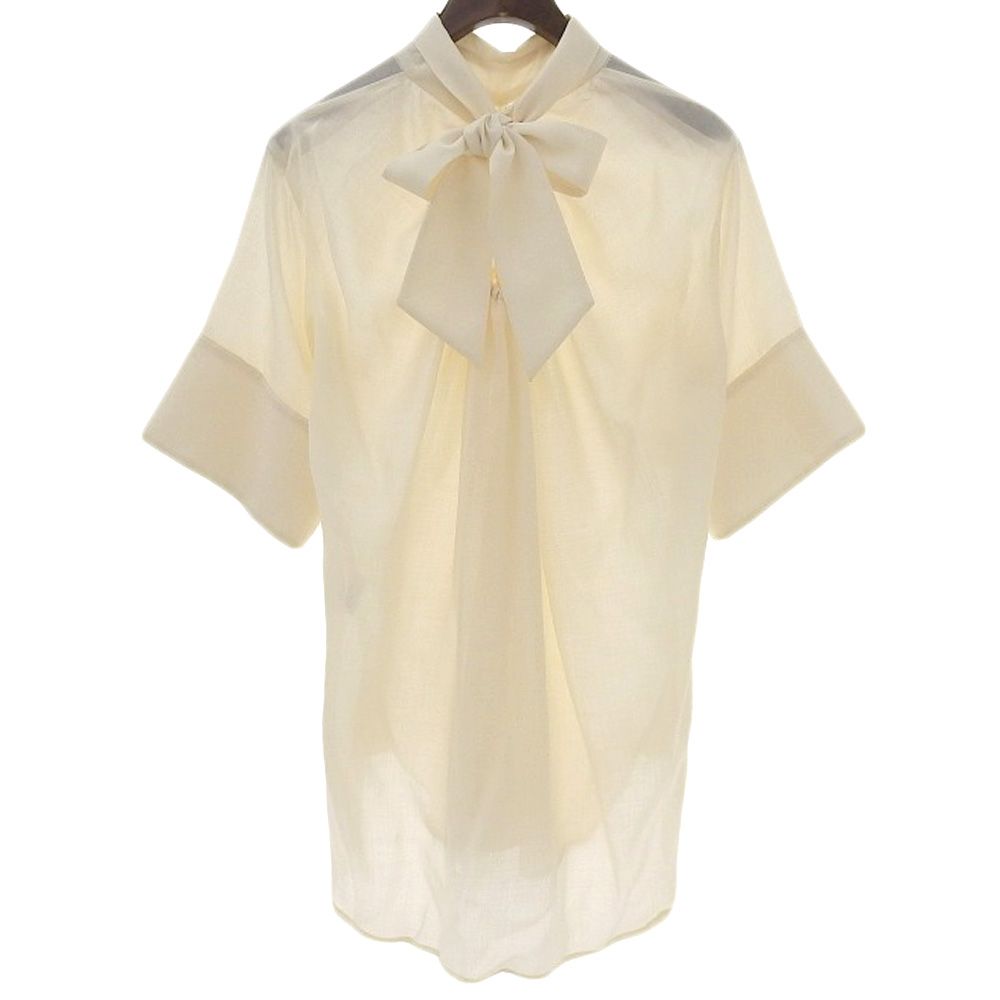 SATORU SASAKI サトルササキ 半袖 ボウタイ シャーリングブラウス レディース アイボリー 1 SS 23-SH 03-103