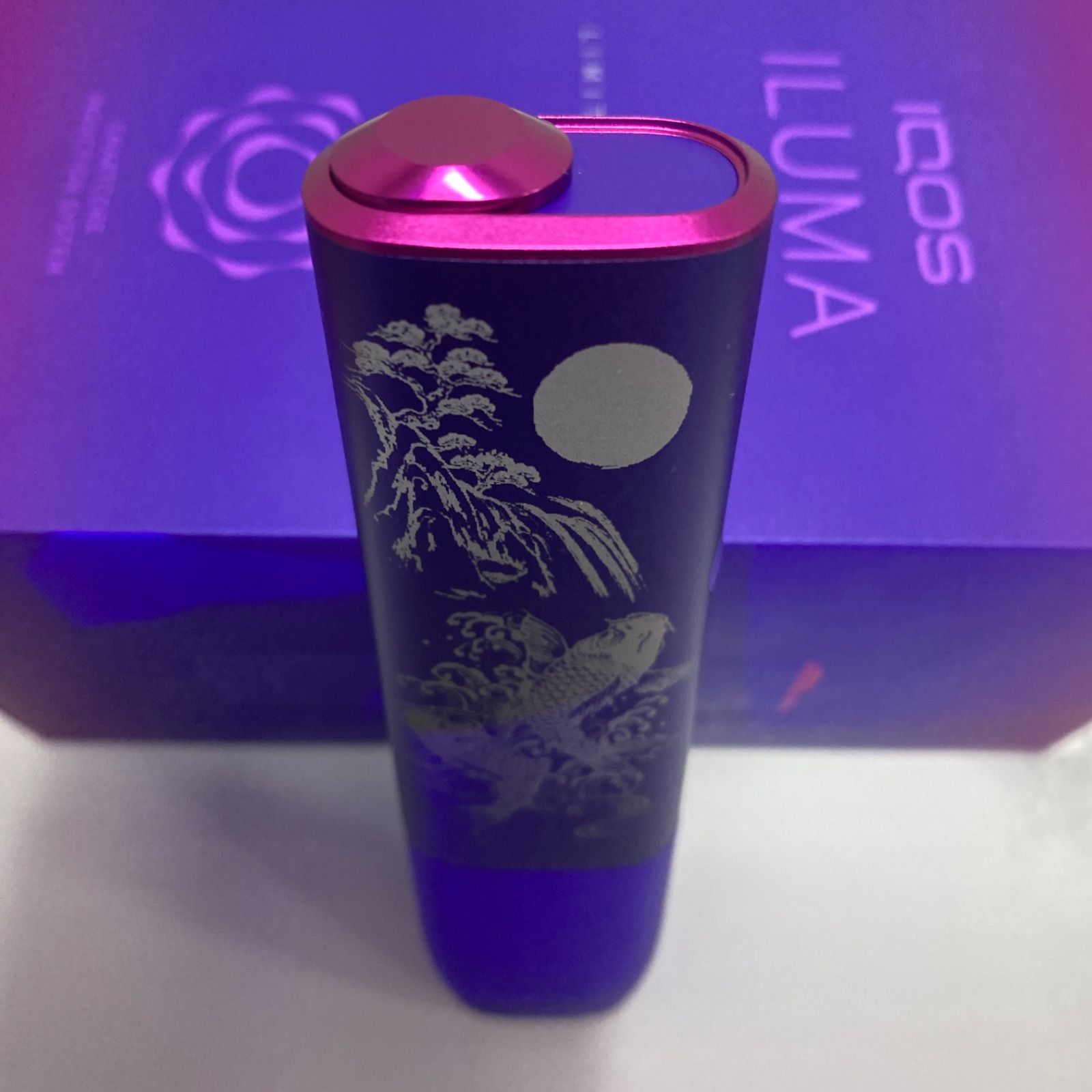 iQOS ILUMA ONE アイコス イルマ ワン レーザー加工 鯉 滝登り 水墨画