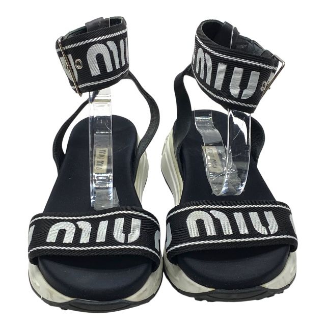 ミュウミュウ サンダル シューズ スポーツサンダル ロゴストラップ アンクルストラップ ベルト ブラック MIU MIU サイズ35 約22cm レディース 感 上品デザイン 人気モデル