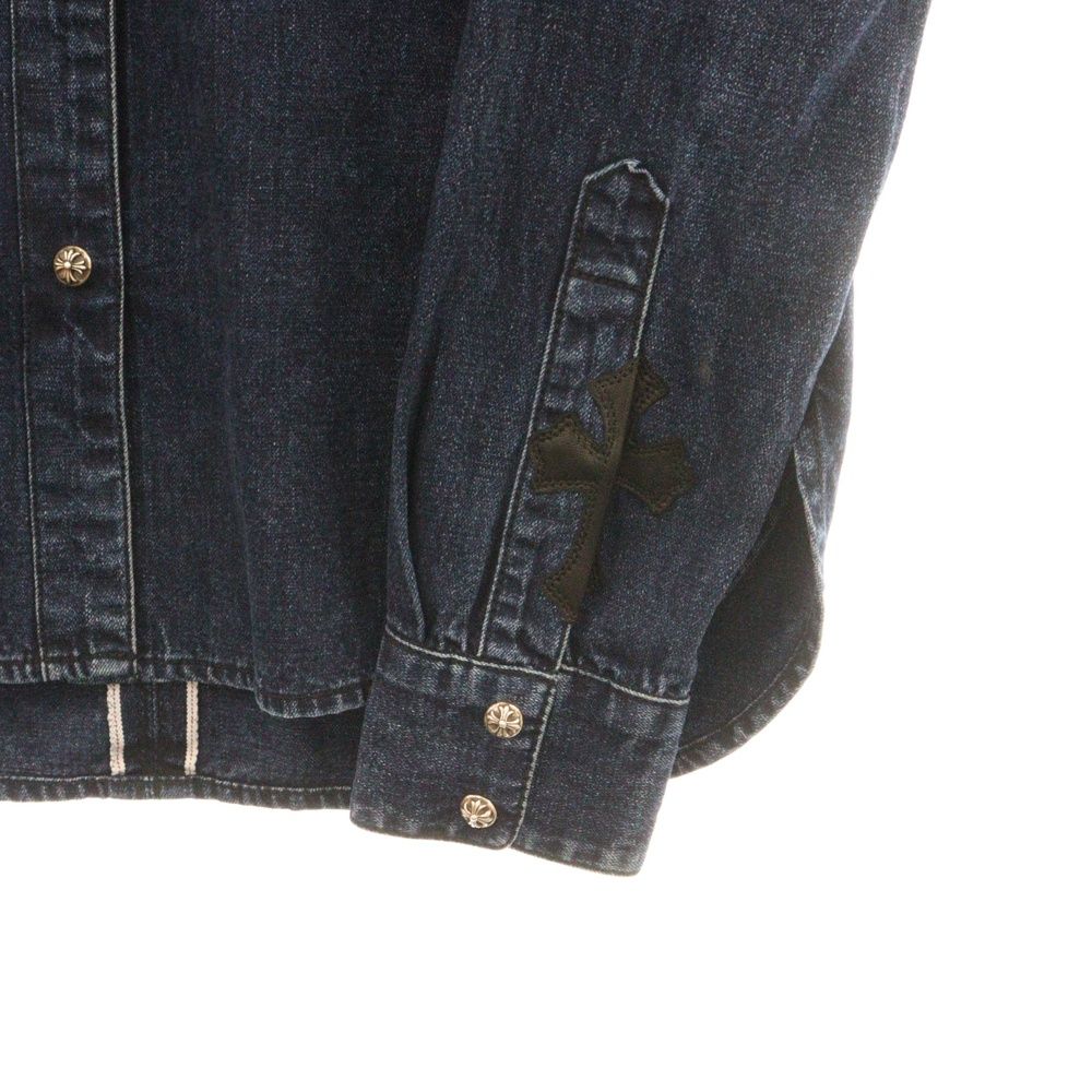 CHROME HEARTS クロムハーツ LOOSEEND ルーズエンド 袖クロスパッチクロスボールボタンデニム長袖シャツ インディゴ レディース Chrome Hearts - CHROME HEARTS クロムハーツ LOOSEEND ルーズ