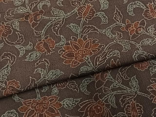 平和屋着物▽上質な小紋 単衣 草花文 正絹 逸品 AAAU8534fy