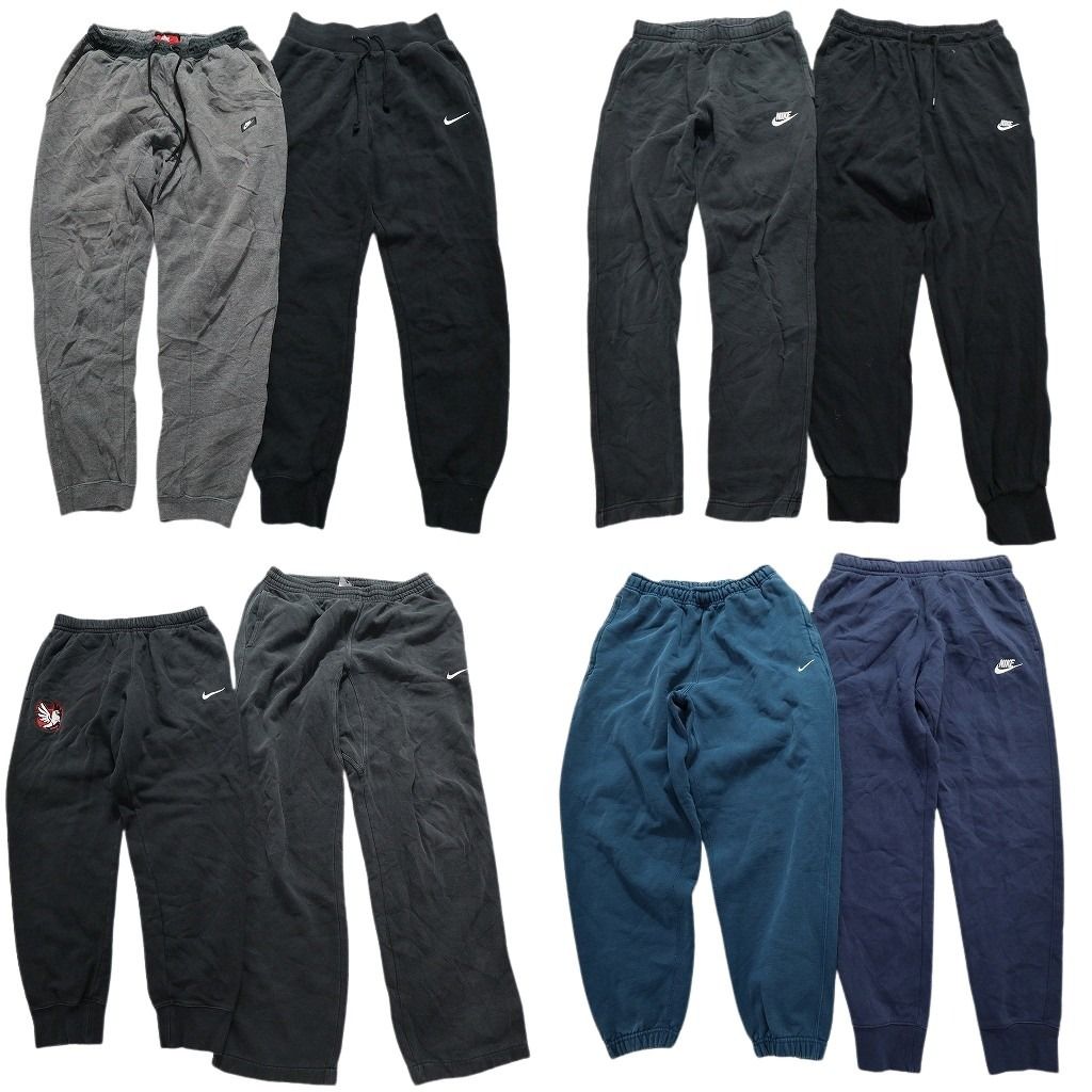 古着卸 ナイキ NIKE スウェット パンツ 8枚セット メンズ Ｓ ジョガーパンツ ワッペン 単色 ブラック 古着 NA0294