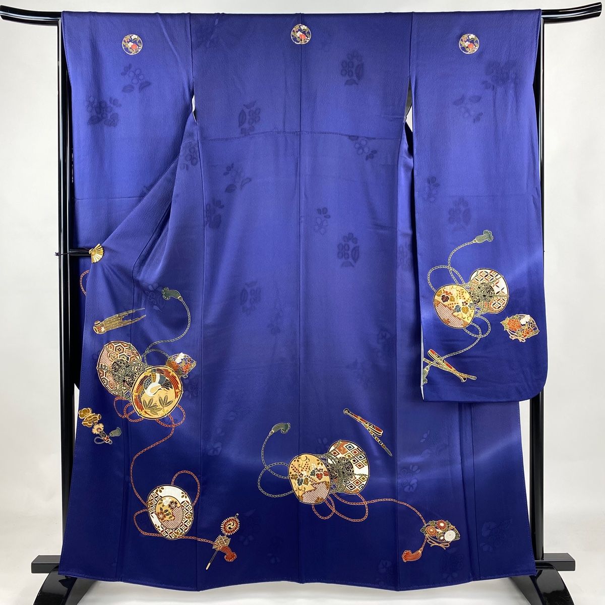 振袖 身丈173.5cm 裄丈66cm M 袷 袋帯フルセット 松竹梅 牡丹 金彩  