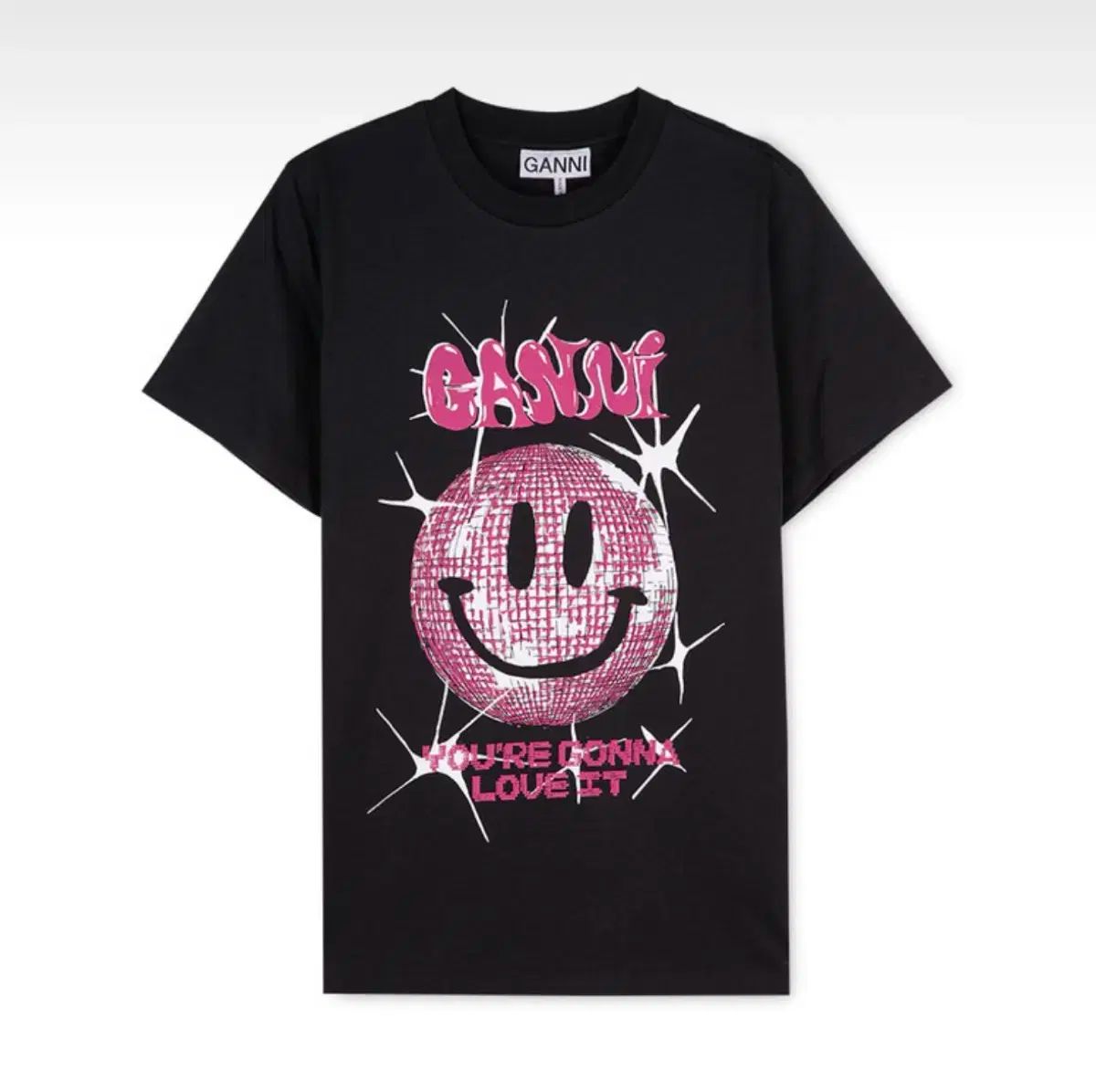 GANNI ミラーボール スマイル ロゴ Tシャツ