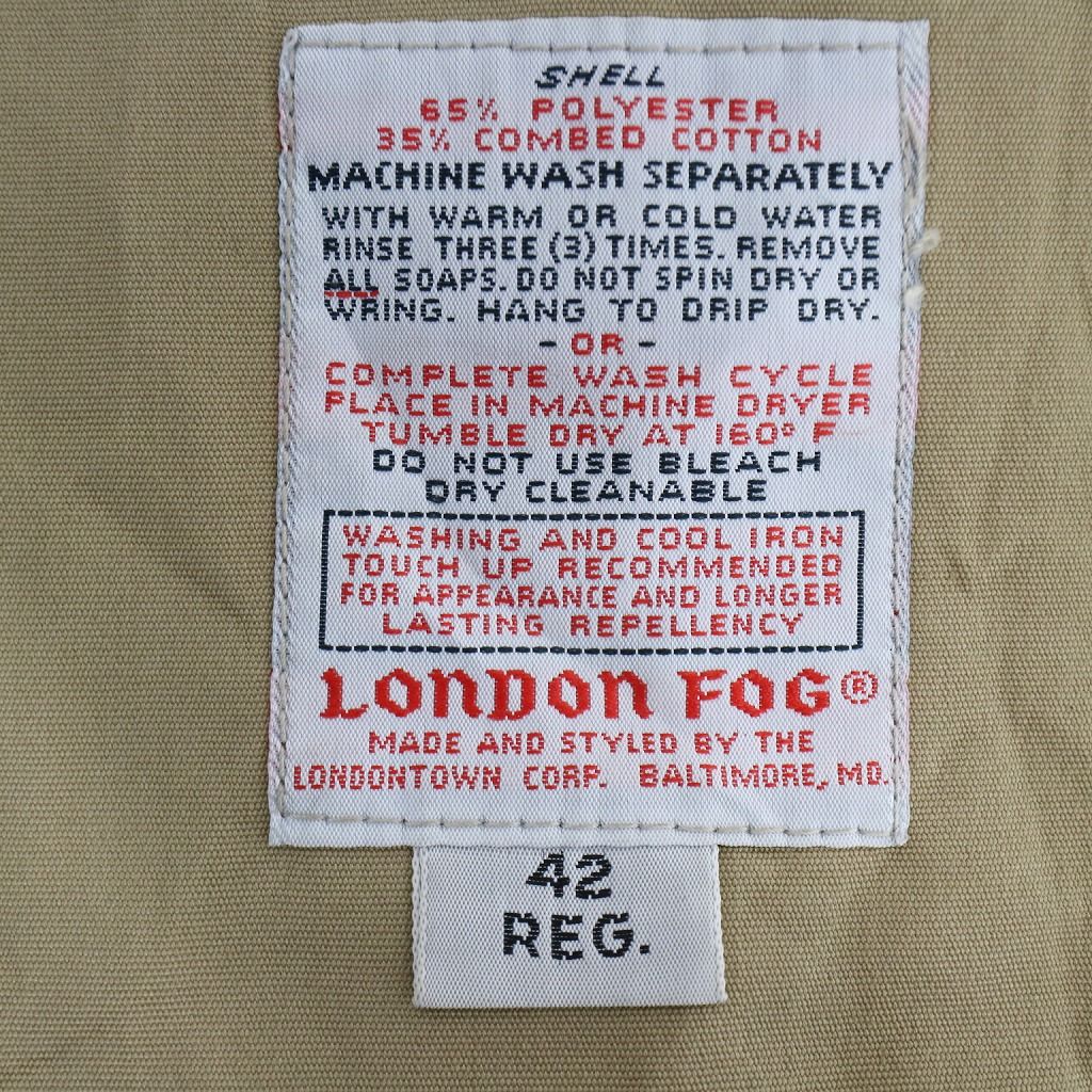 SALE/ 80年代 LONDON FOG ロンドンフォグ トレンチコート 防寒  防風  カジュアル ベージュ (メンズ 42R)   N6586