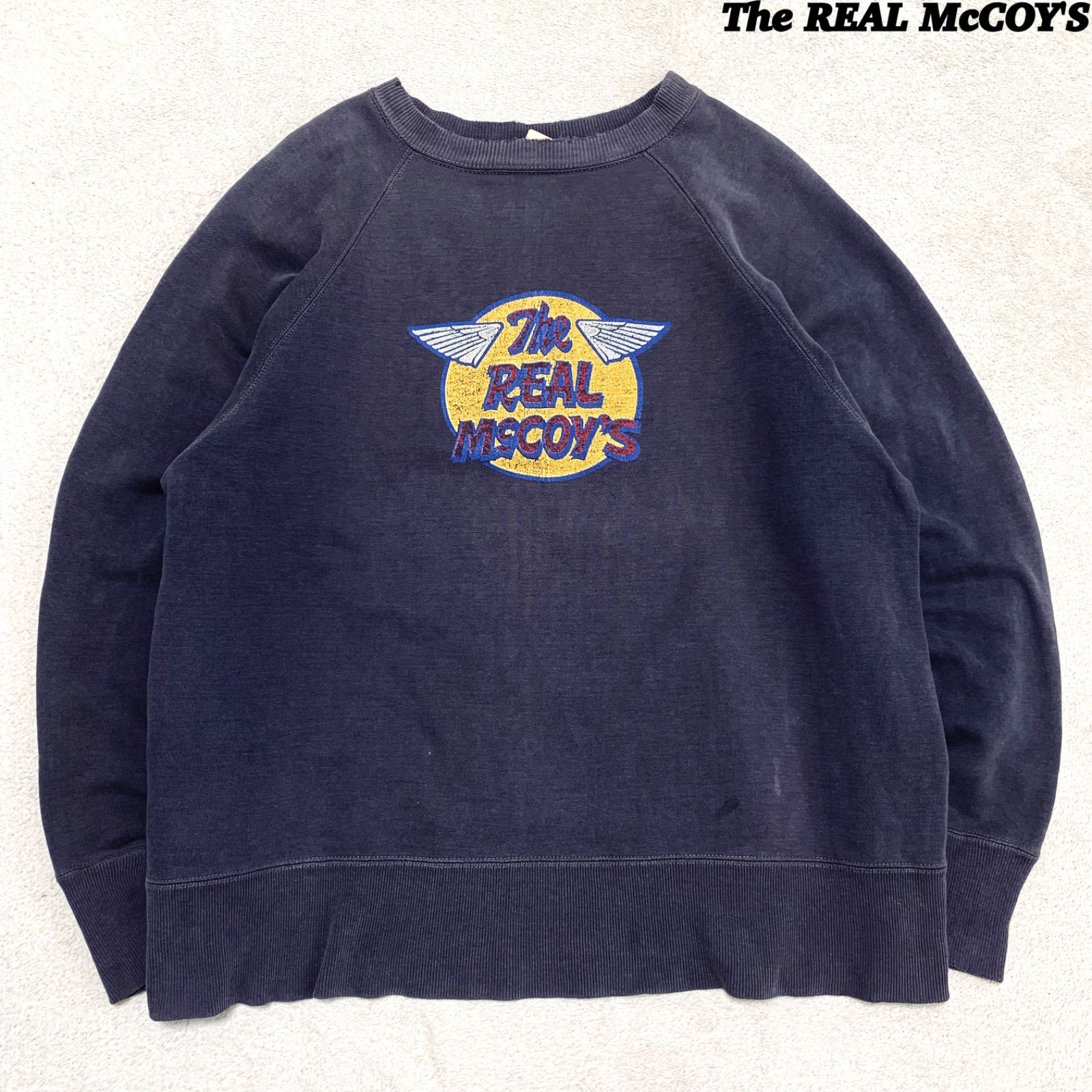 The REAL McCOY'S スウェットシャツ トレーナー ロゴプリント フェード