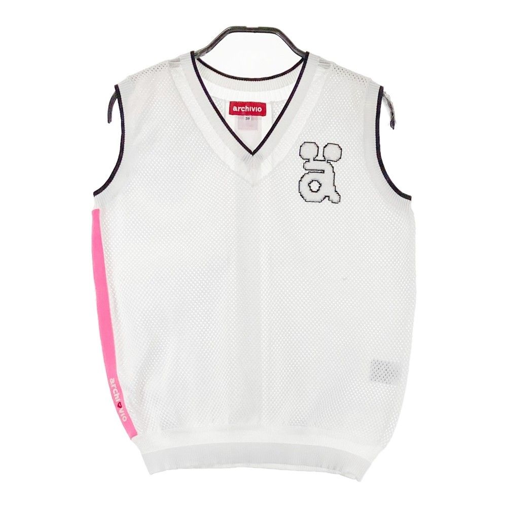 アルチビオ　ニットベスト　ゴルフウェア サイズ：38 ARCHIVIO アルチビオ Vネック メッシュ ニットベスト