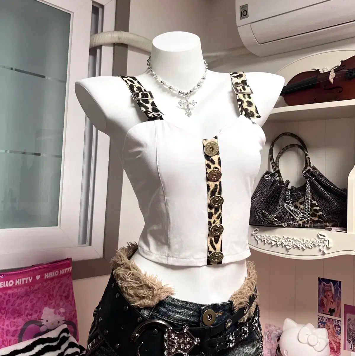 d.i.a レオパード_ノースリーブ レオパードシャーリングスリーブ