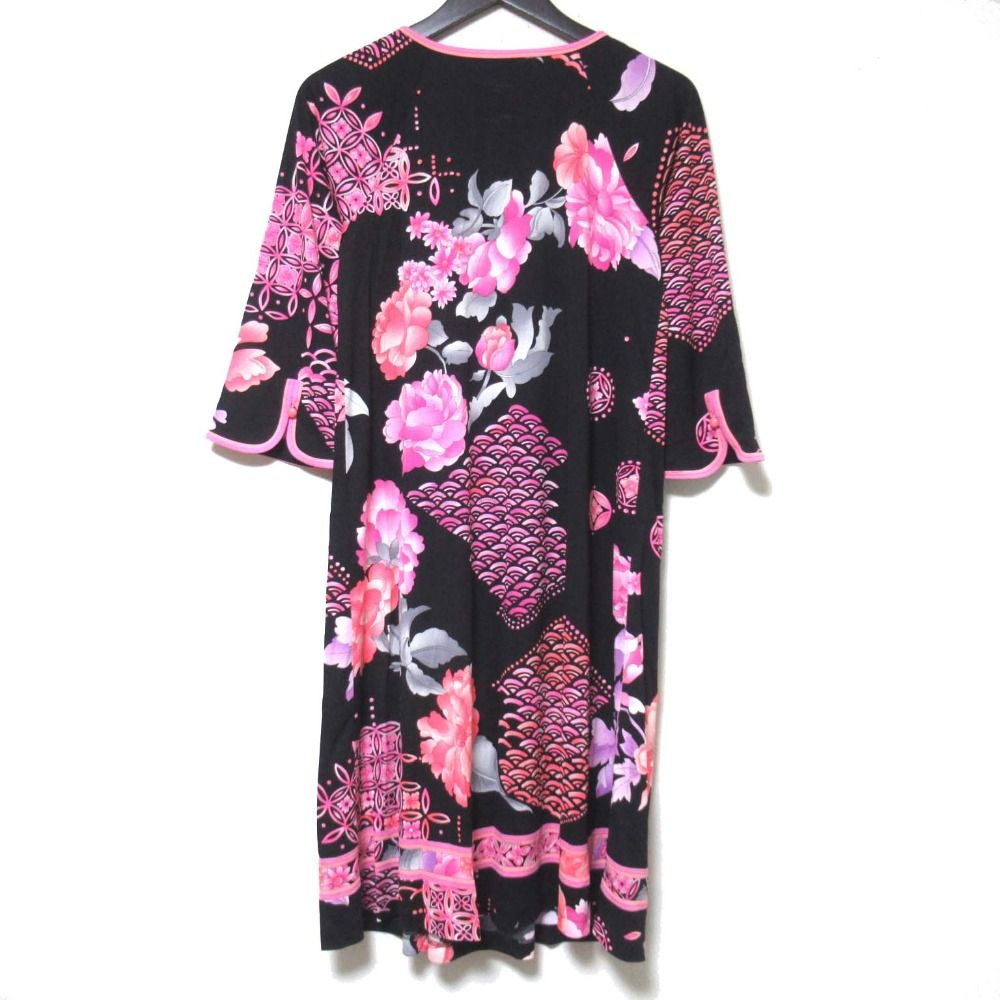 美品 LEONARD レオナール フラワープリント 花柄 カンカン素材 ひざ丈