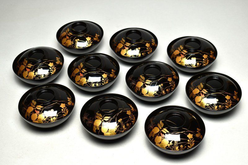 新品5.5万❗️輪島塗蒔絵夫婦椀 Amazon.co.jp: 大藤漆器店 輪島塗 夫婦汁椀 黒内朱・朱 雪月花