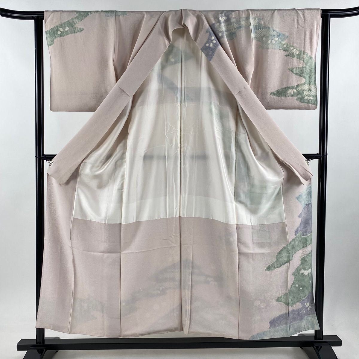 訪問着 身丈154cm 裄丈63cm S 袷 翠山工房 落款 辻が花 薄ピンク 正絹