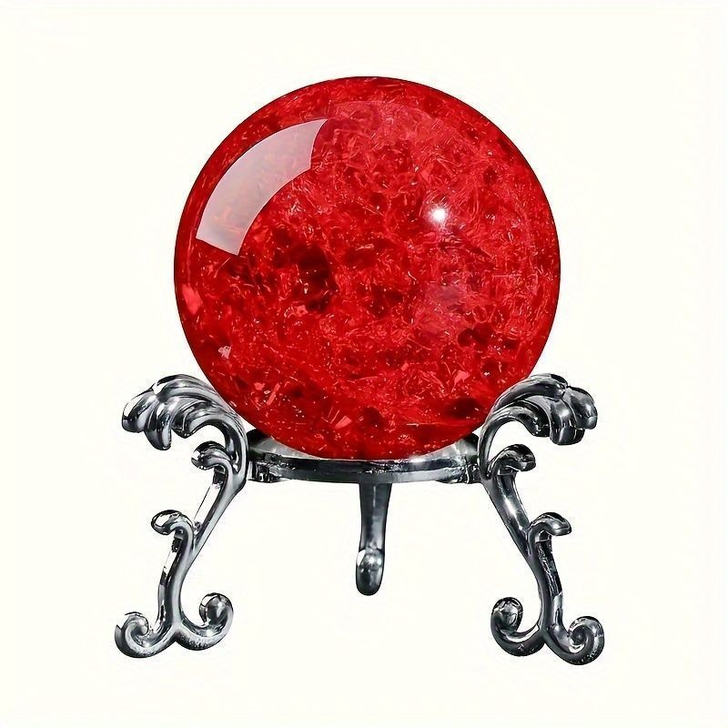 最新作，お得 アイス クラック ボール レッド クリスタル スタンド付