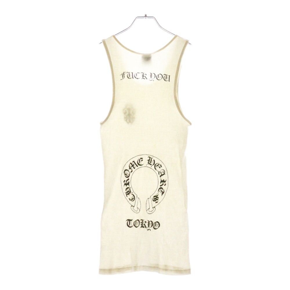 CHROME HEARTS クロムハーツ Tolyo Limited VINE DAGGER No-Sleeve 東京 ヴァインダガー バックホースシュープリント ノースリーブカットソー ホワイト