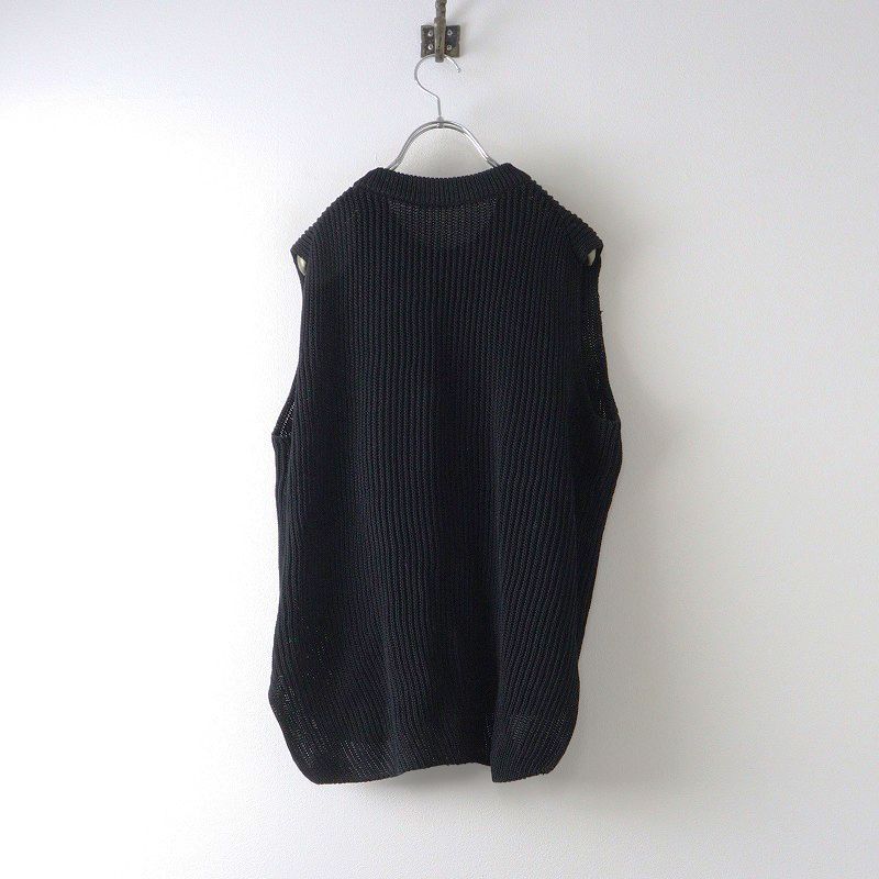2025SS ドゥーズィエムクラス Deuxieme Classe Polite ニットベスト ブラック コットン 畦編み ノースリーブ 2400014630718