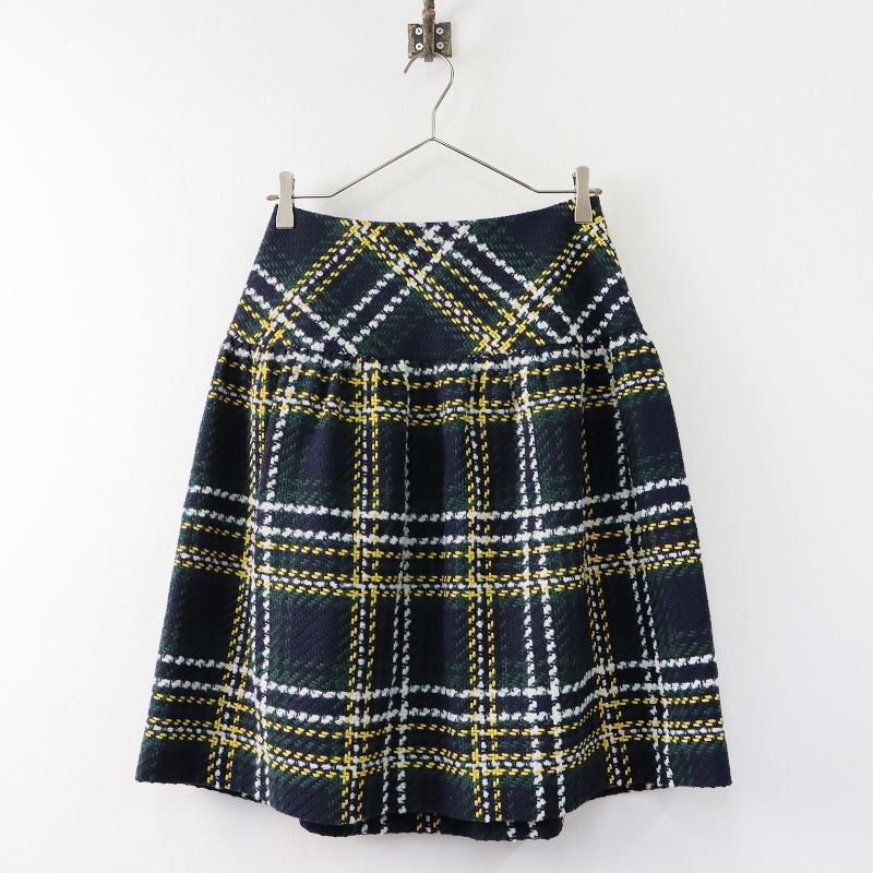 M'S GRACY ネイビー チェック フレアスカート M'S GRACY ネイビー チェック フレアスカート