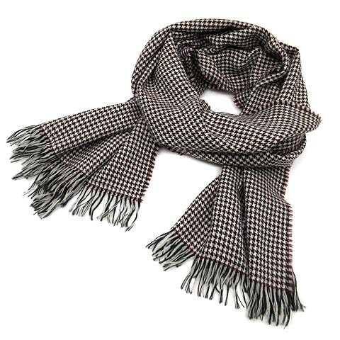 アルテア altea フリンジ マフラー ストール 千鳥格子 ベージュ 190cm×40cm イタリア製