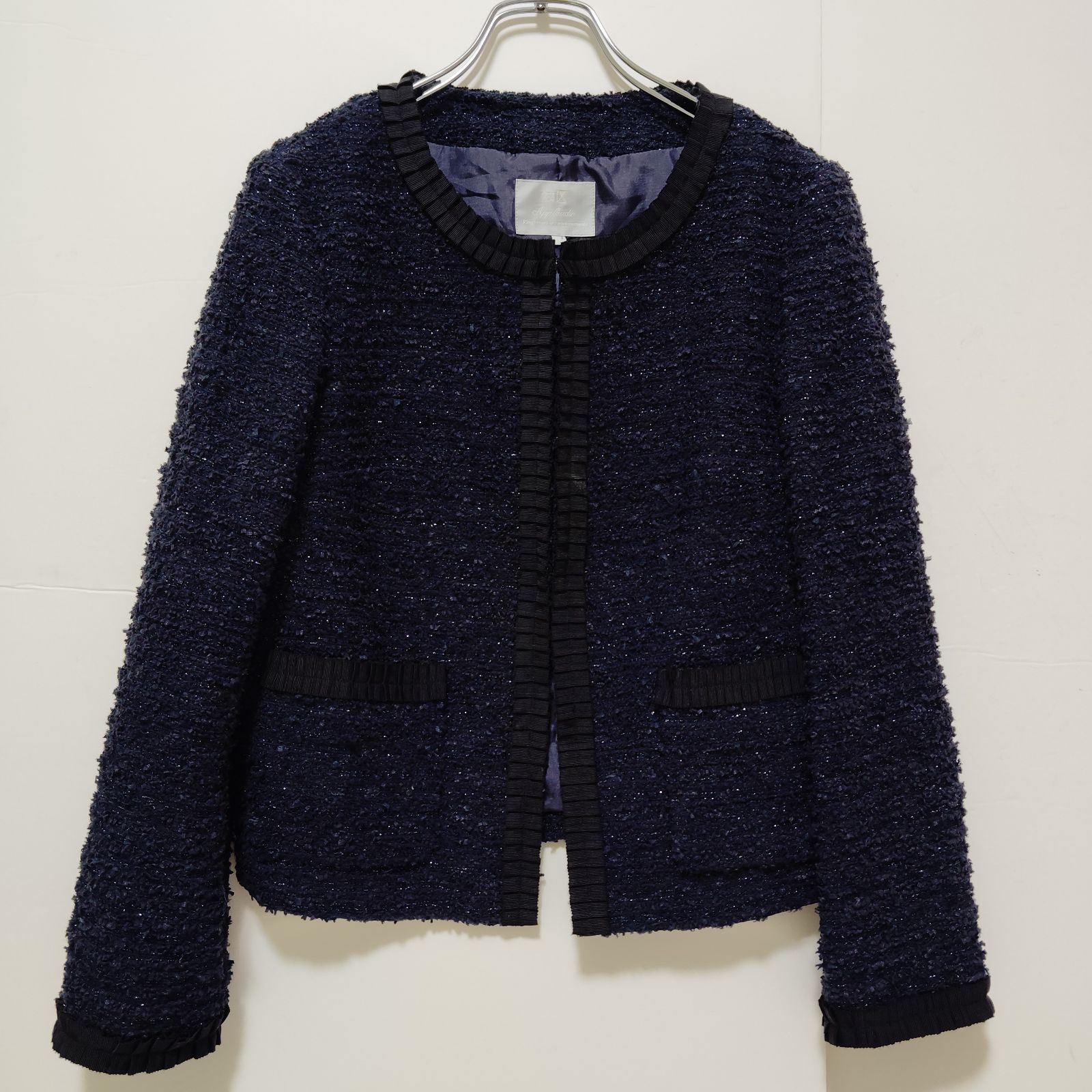 23区 フォーマル ツイードジャケット 38 M ノーカラー ラメ 上品上質