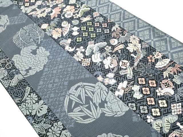 平和屋着物○六通柄袋帯 宝彩唐織 宝尽くし飛鶴花文