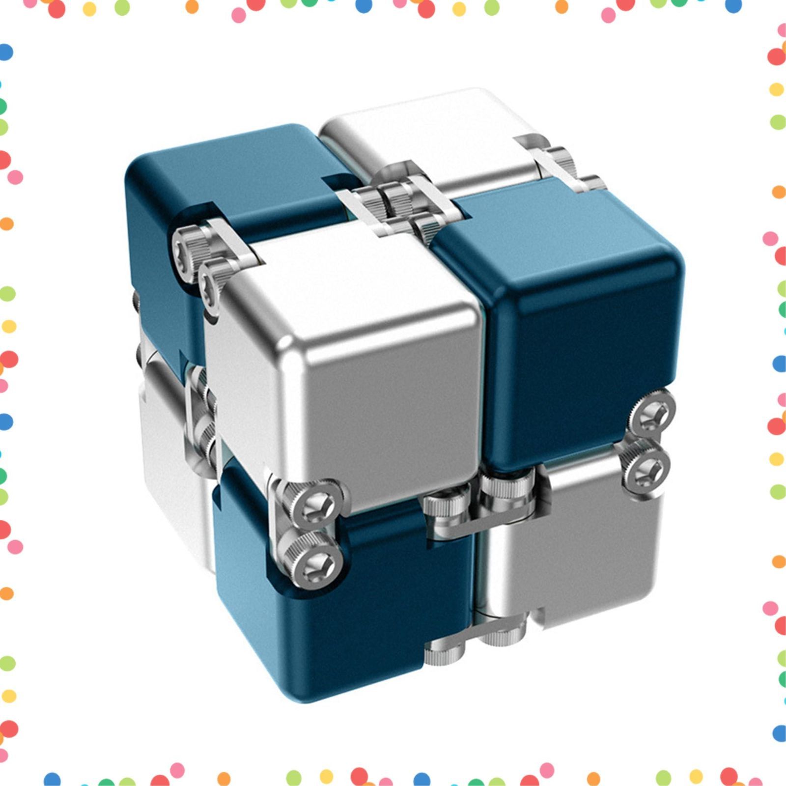 減圧おもちゃ 頑丈で重い 大人向けゲーム キューブ 持ち運び フィジェット インフィニティ 立体パズル DIY版 MagicCube マジックキューブ Cube ブルーとグレーン色合わせ Infinity インフィニティキューブ