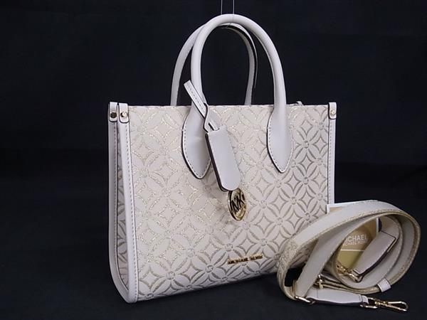 MICHAEL KORS マイケルコース MK柄 キャンバス 2WAY クロスボディ ハンドバッグ ショルダー アイボリー系 BJ9388