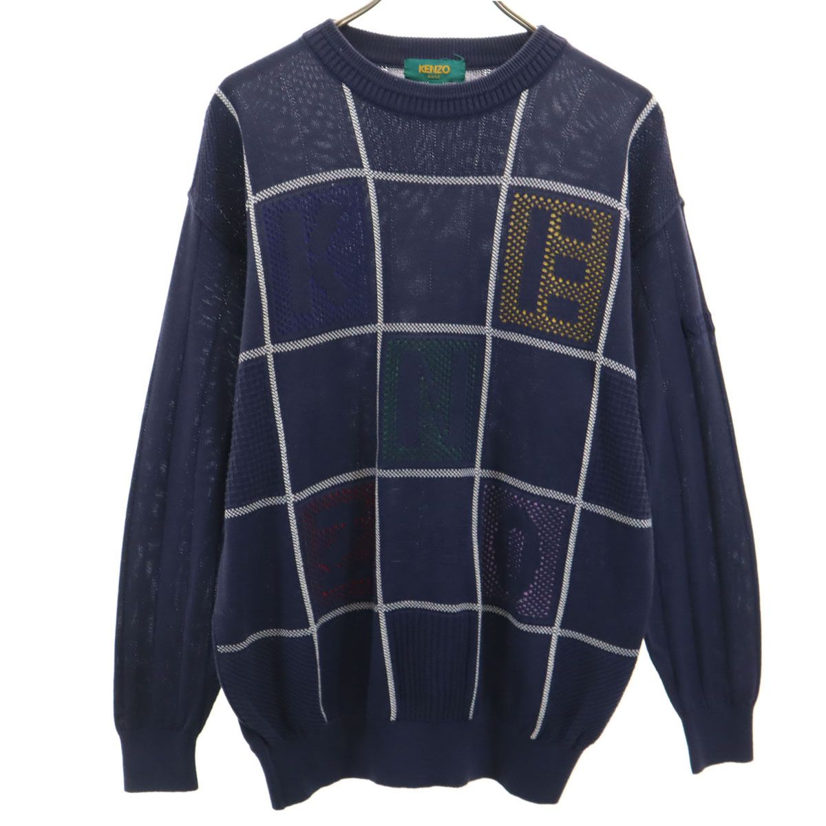 90s KENZOゴルフ ニットヴィンテージ 古着 KENZO GOLF 90's Patterned Knit Sweater 3 Brown Cotton One