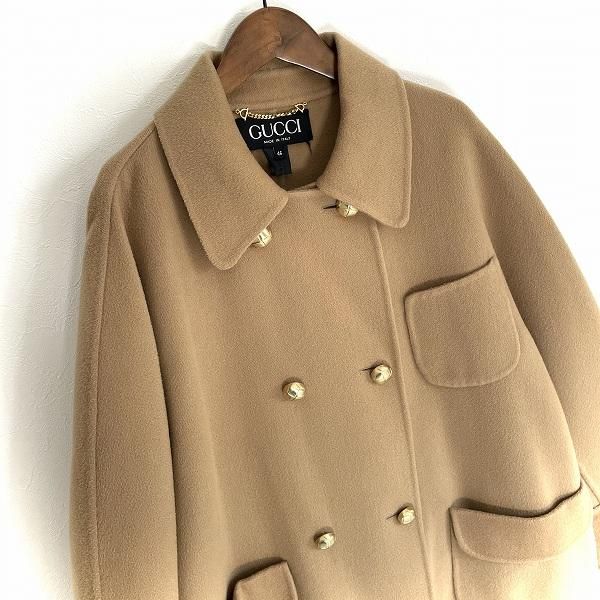 グッチ GUCCI ステンカラーコート ベルト カシミヤ ロングコート キャメル 中古・古着通販】GUCCI (グッチ) カシミヤ混ロングコート
