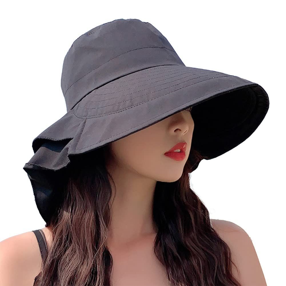 帽子 レディース UVカット 紫外線カット サファリハット ポニーテール  ツバ
