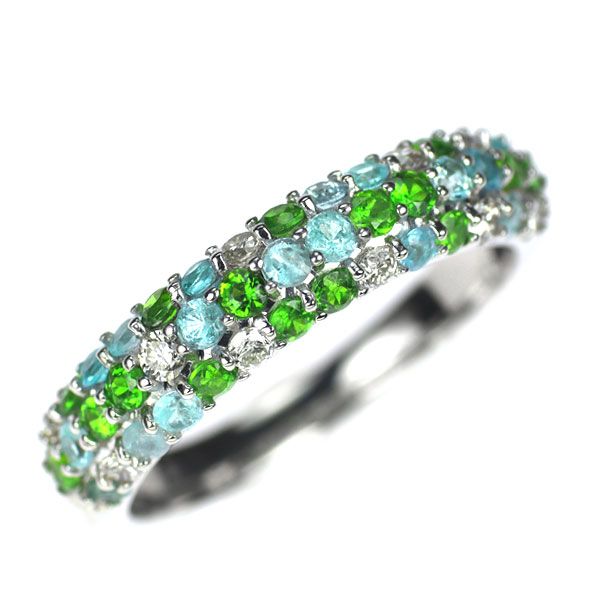 希少 K18WG デマントイド ガーネット パライバトルマリン ダイヤモンド