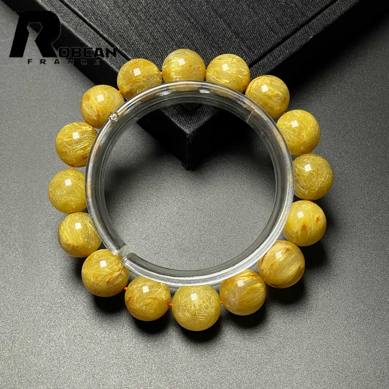 上級 EU製 定価27万円 ROBEAN ! 満針ルチルクォーツ ブレスレット パワーストーン 天然石 金運 お守り プレゼント2 12.7-13.7mm M1014718