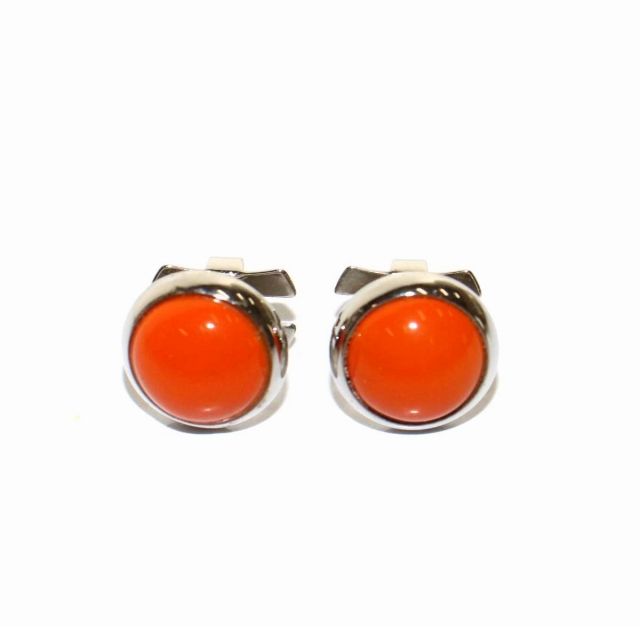 大人も着やすいシンプルファッション エルメス HERMES オレンジ スタッドピアス ピアス エクリプス イヤリング、ピアス