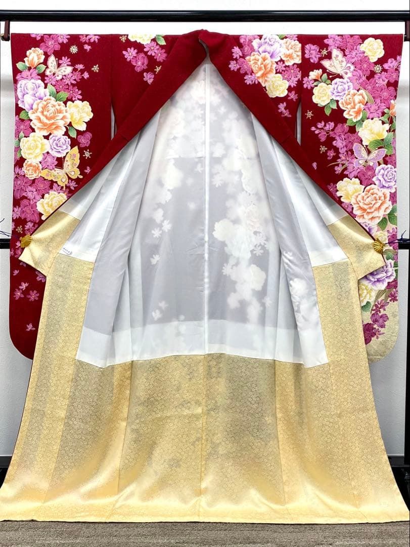 振袖 豪華 銀通し 金彩 銀彩 ラメ刺繍 薔薇 身丈169cm 撥水加工済