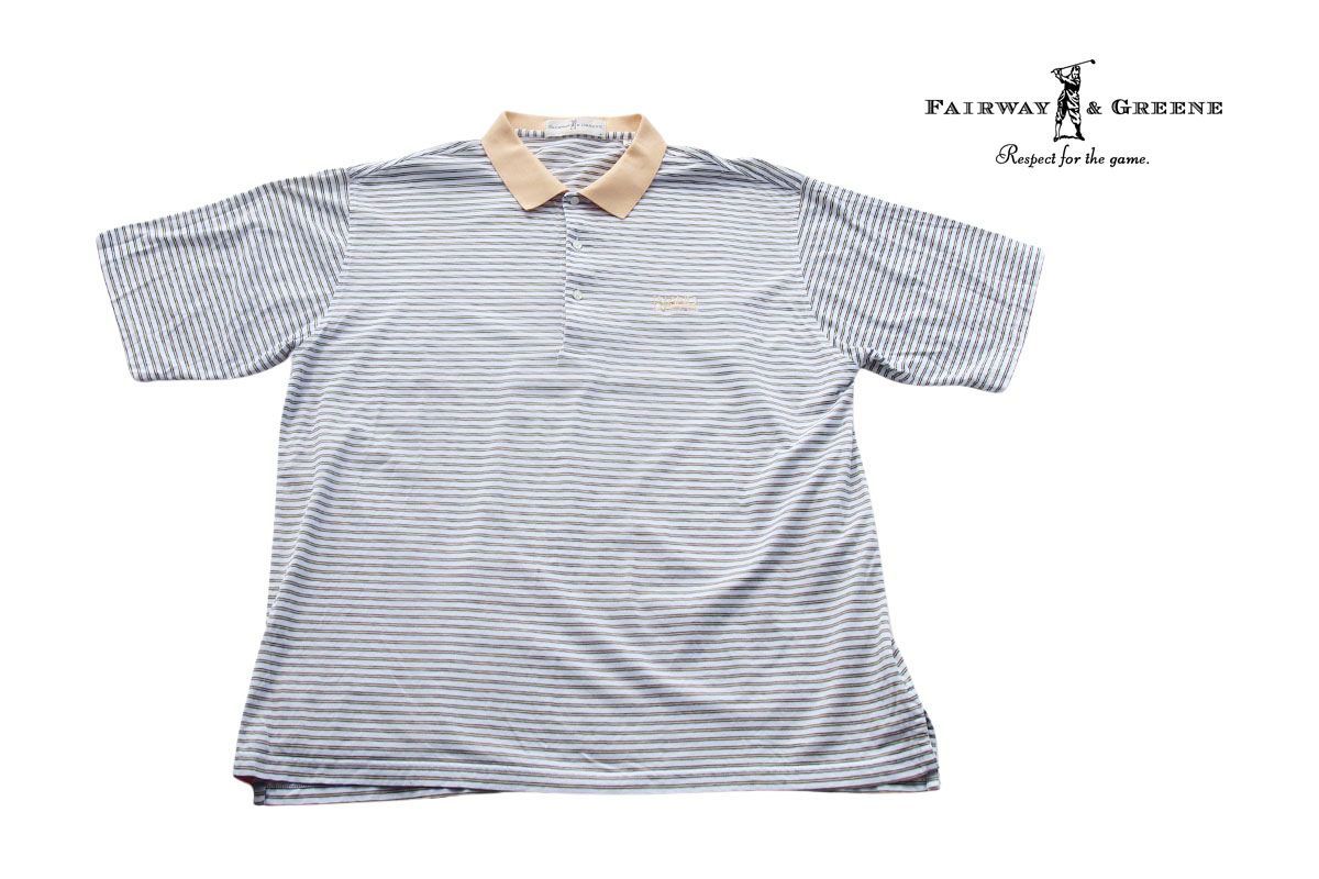 [End of August Limited Price] Fairway & Green Fairway & Greene Used Border Pattern Short Sleeve Polo Shirt Mens Golf Wear XL