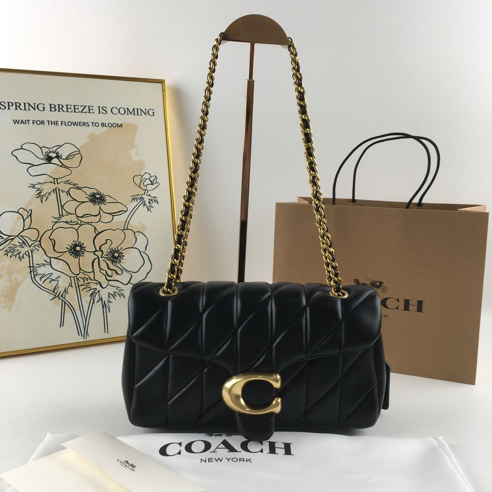 coach コーチ タビー ショルダー バッグ 26・キルティング ブラック 黒 