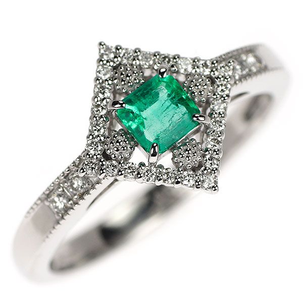 PT900/K18YG エメラルド リング 1.48CT Pt900 エメラルド リング