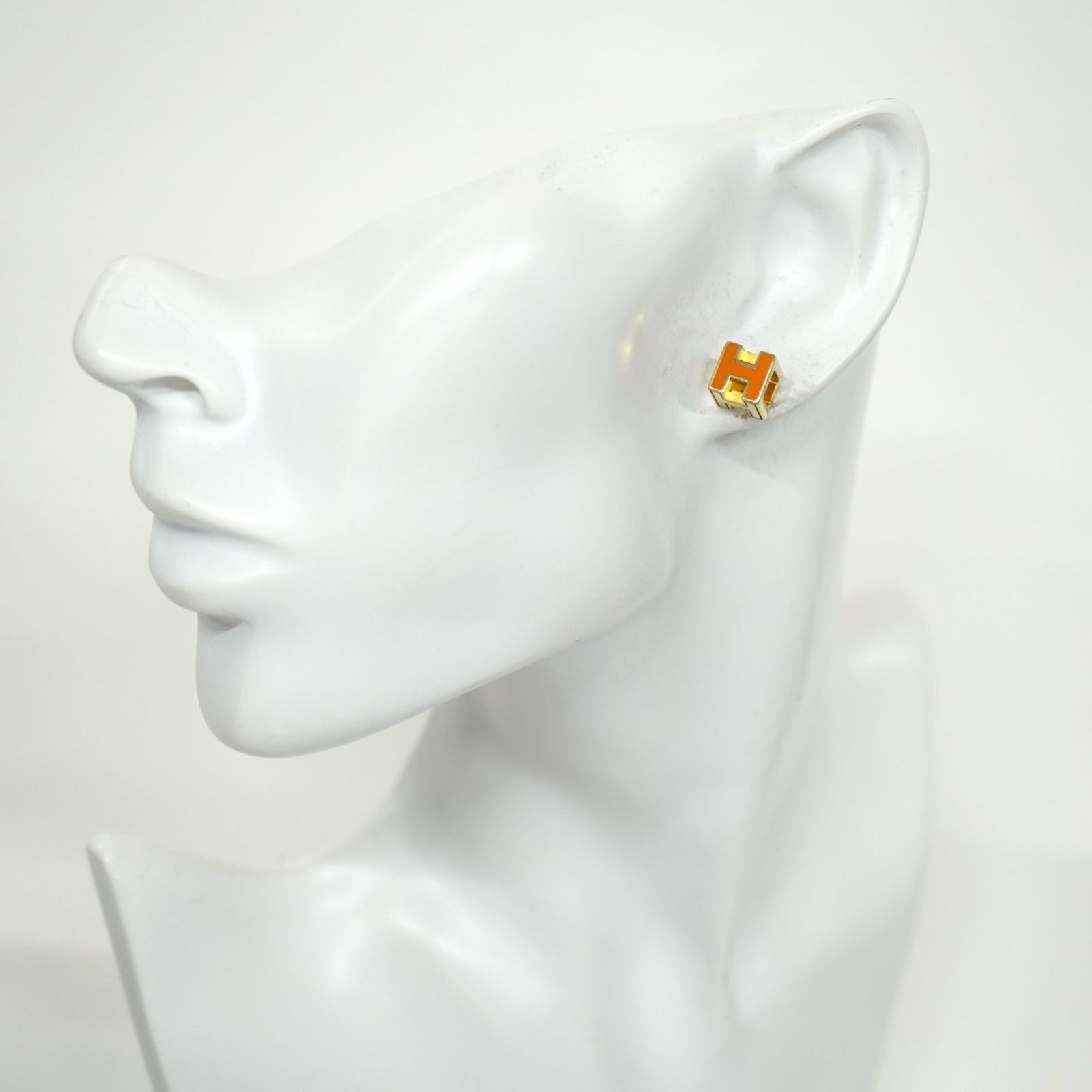 【美品】HERMES エルメス カージュドアッシュ ピアス ゴールド オレンジ HERMES エルメス カージュドアッシュ ピアス ゴールド オレンジ