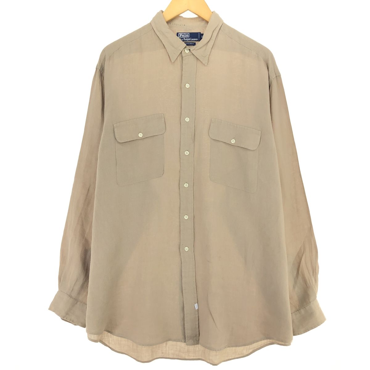 古着 ラルフローレン Ralph Lauren POLO by Ralph Lauren 長袖 リネンシャツ メンズXL/eaa461125