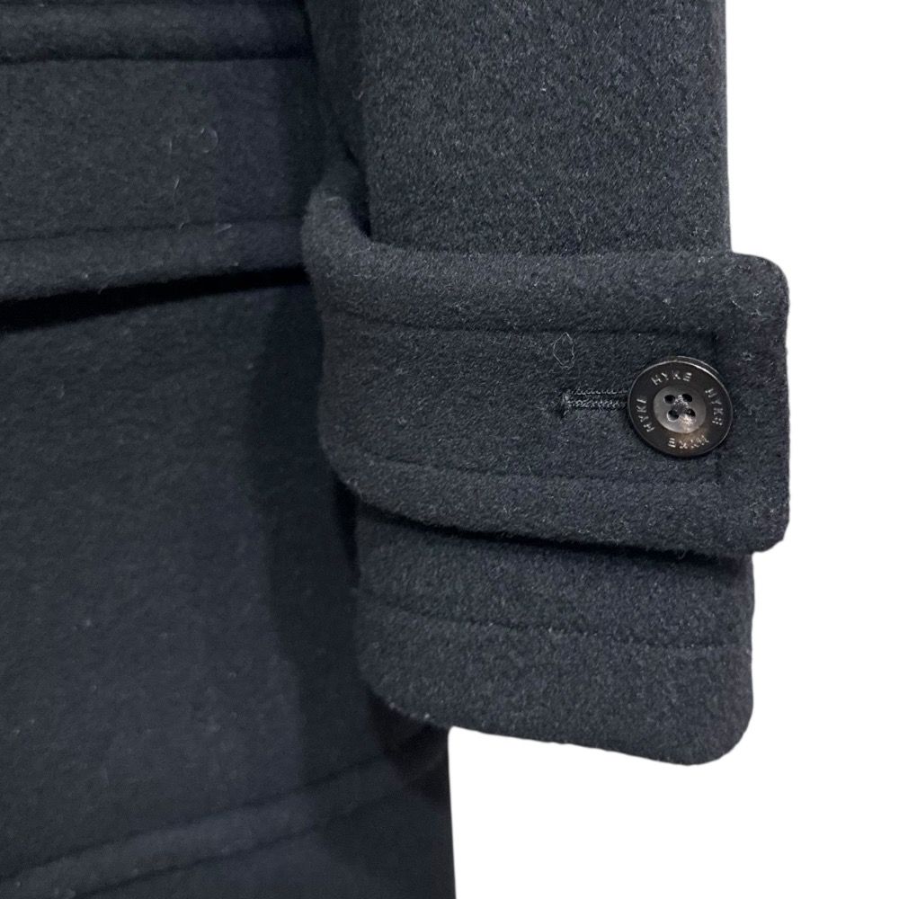 HYKE ロングダッフル ブラック 美品 HYKE ハイク メルトン ロング ダッフルコート 1 ブラック