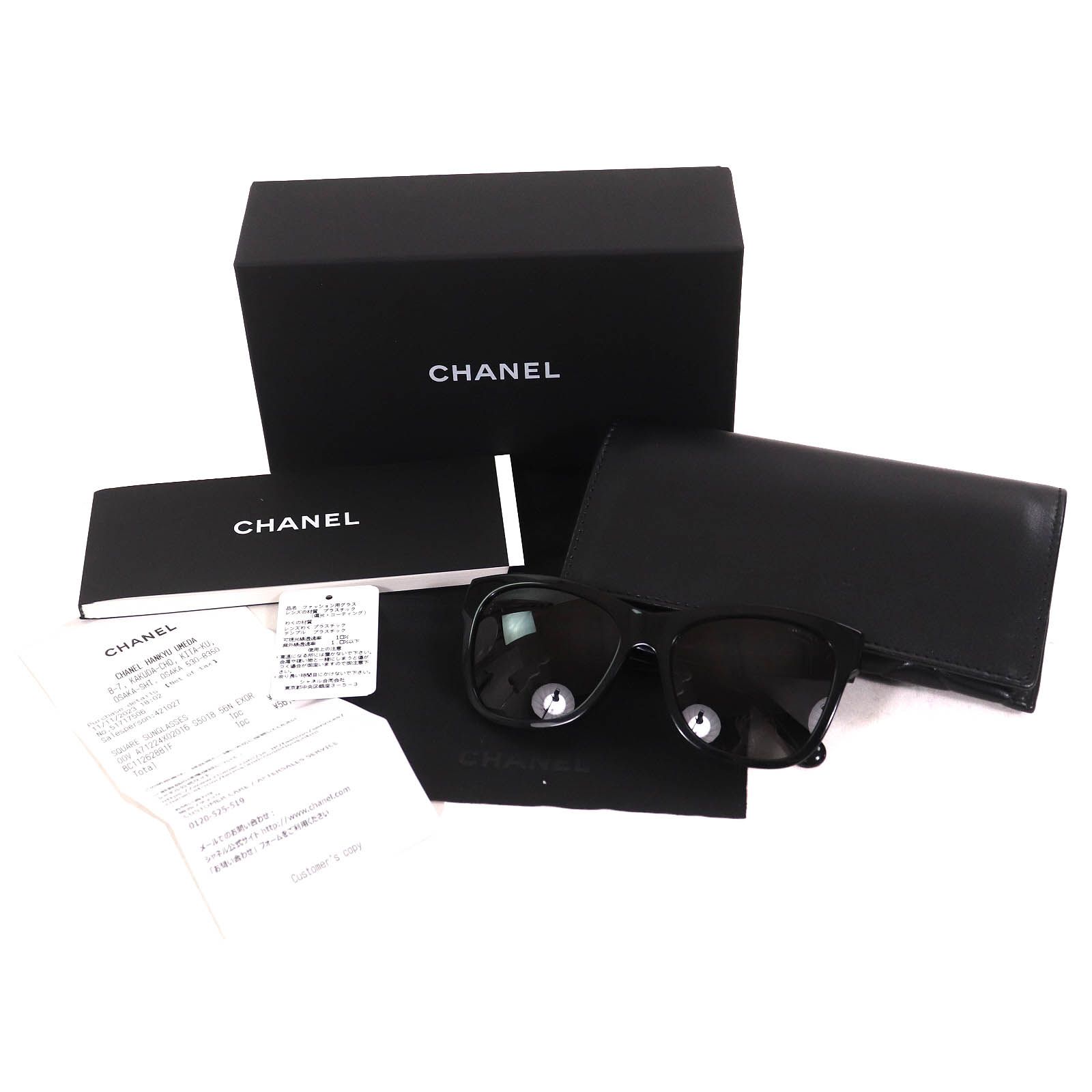 良品△CHANEL シャネル 5380-A スクエア シェイプ アイウェア