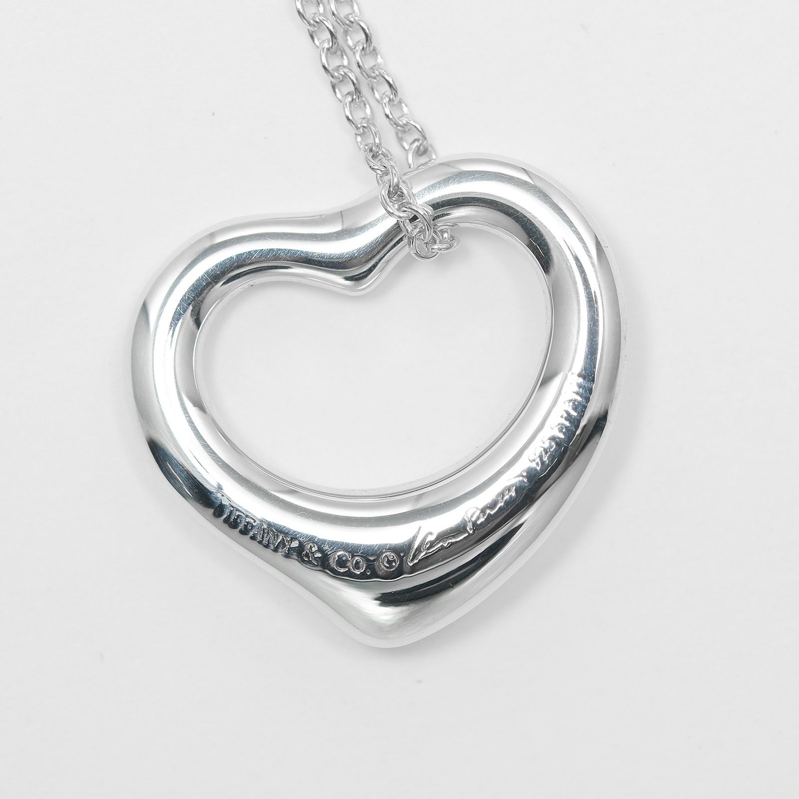 Tiffany & Co. オープンハート シルバー 16mm Tiffany & Co Elsa Peretti Open Heart 16mm Pendant Necklace