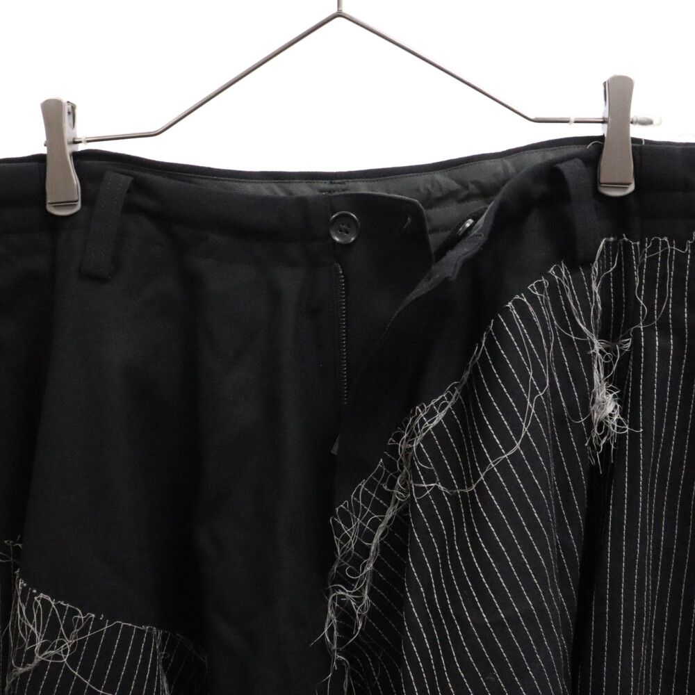 Yohji Yamamoto POUR HOMME ヨウジヤマモト プールオム 23AW EMBROIDERY DRAPED PANTS HJ-P51-106 ストライプ柄 ドレープパンツ ブラック Yohji Yamamoto POUR HOMME (ヨウジヤマモト プールオム) 23AW