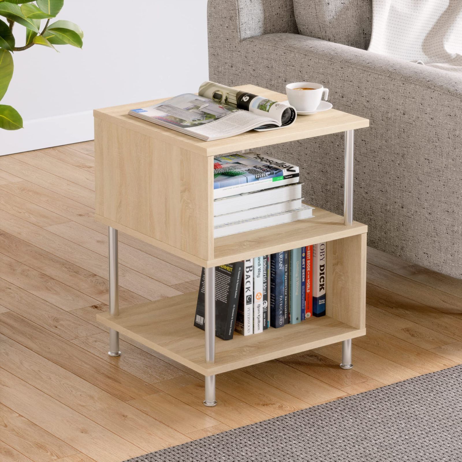 Bestier サイドテーブル おしゃれ ナイトテーブル 3層S字型 ナイト