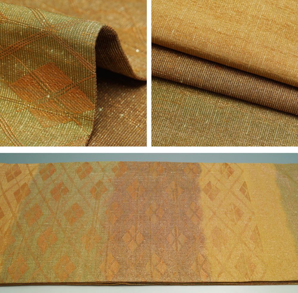 袋帯 桝屋高尾 西陣 ねん金綴錦 高尾弘作 ぼかしに四ツ目菱模様 【 中古】【リサイクル着物 西陣織 ねん金 帯 ますやたかお 正絹 袋帯 綴れ リサイクル 綴れ帯 着物 和服 特選 きもの天陽】