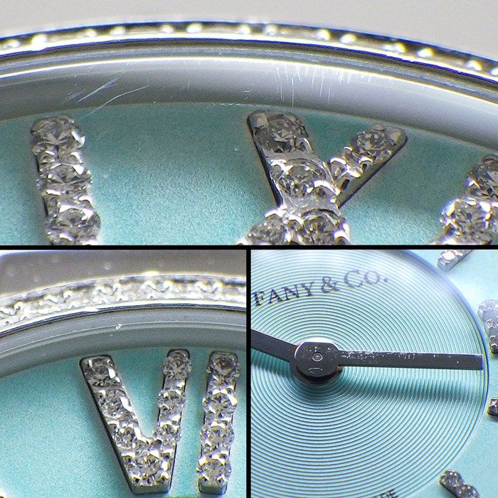 ティファニー Tiffany &amp; Co. 腕時計 アトラス 2ハンド 24mm 63320811 ティファニーブルー ギョーシェ 文字盤 ダイヤモンド インデックス/ベゼル/リュウズ 計0.28ct SS クオーツアナログ 【箱・保付き】 【中古】 ティファニー TIFFANY＆CO アトラス 2ハンド 63320811 ティファニー