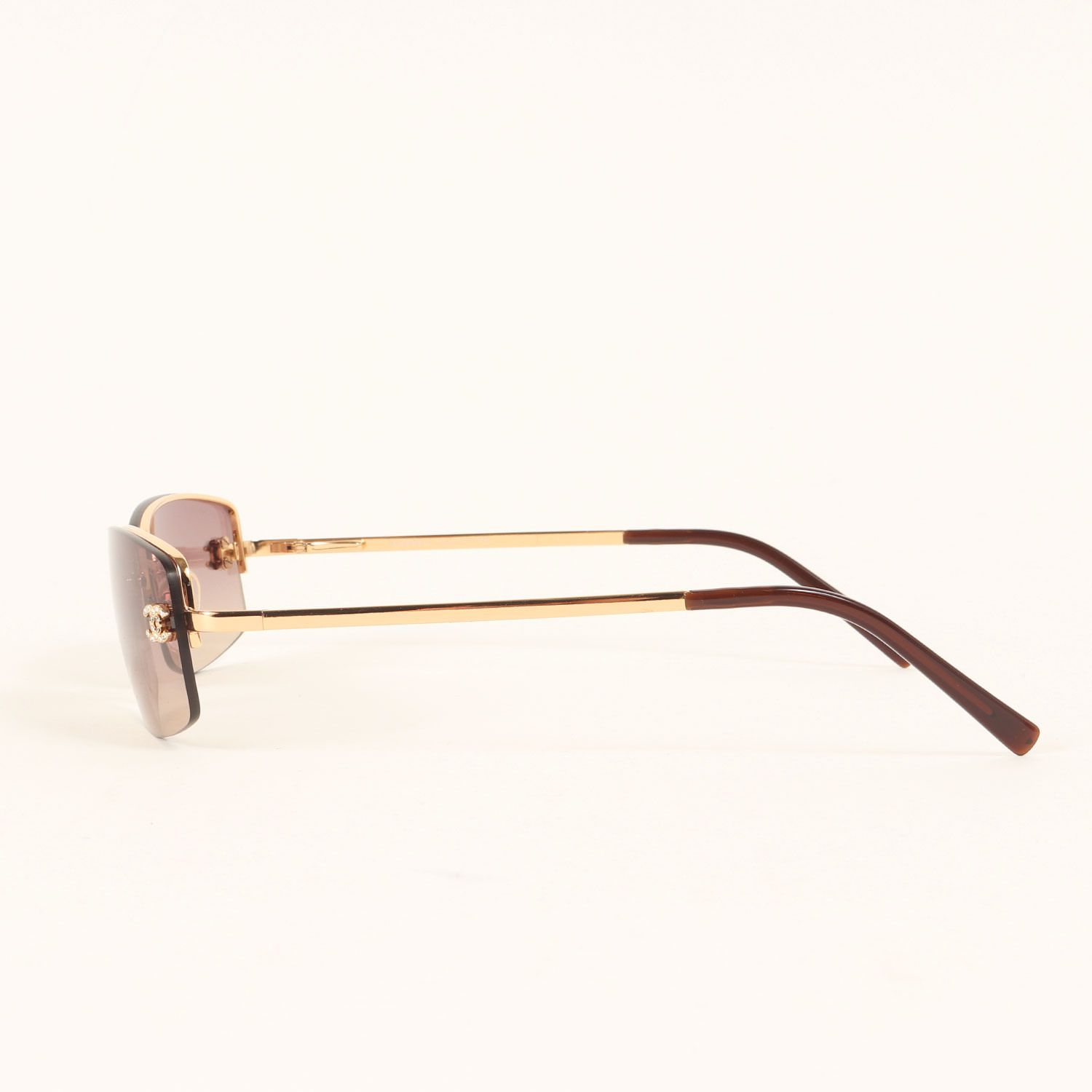 CHANEL シャネル サングラス ブラウン系 サイズ ココマーク リムレス サングラス 4093-B 眼鏡 グラデーションレンズ ビジュー ロゴ 小物 アイウェア 眼鏡 メガネ レディース