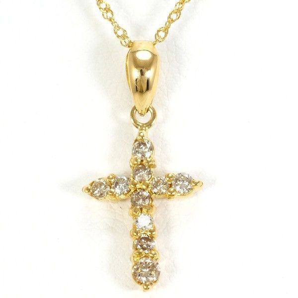K18YG ネックレス NECKLACE ブラウンダイヤ 0.2 総重量約1.6g 約42cm