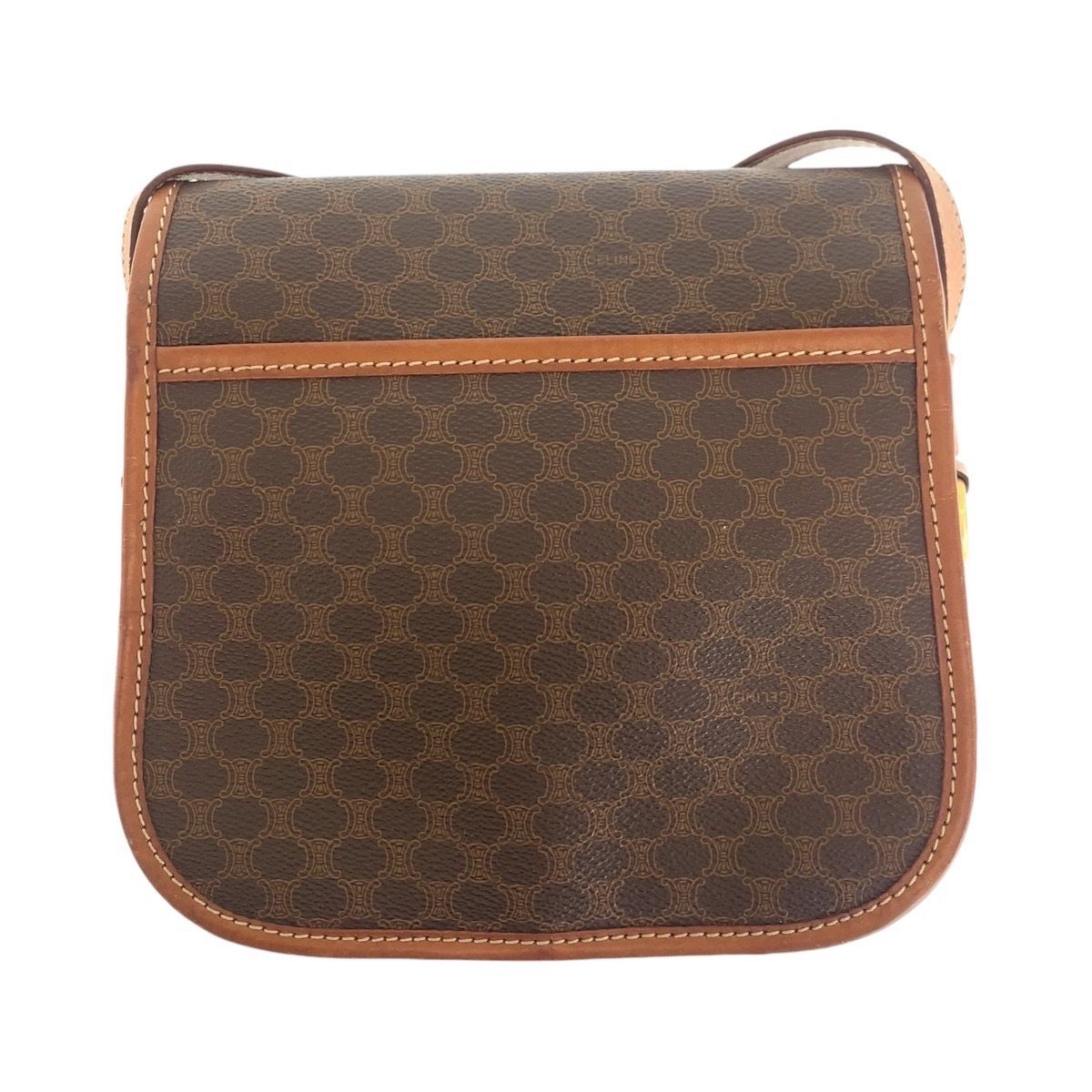 CELINE セリーヌ マカダム ブラウン ゴールド金具 PVC/レザー