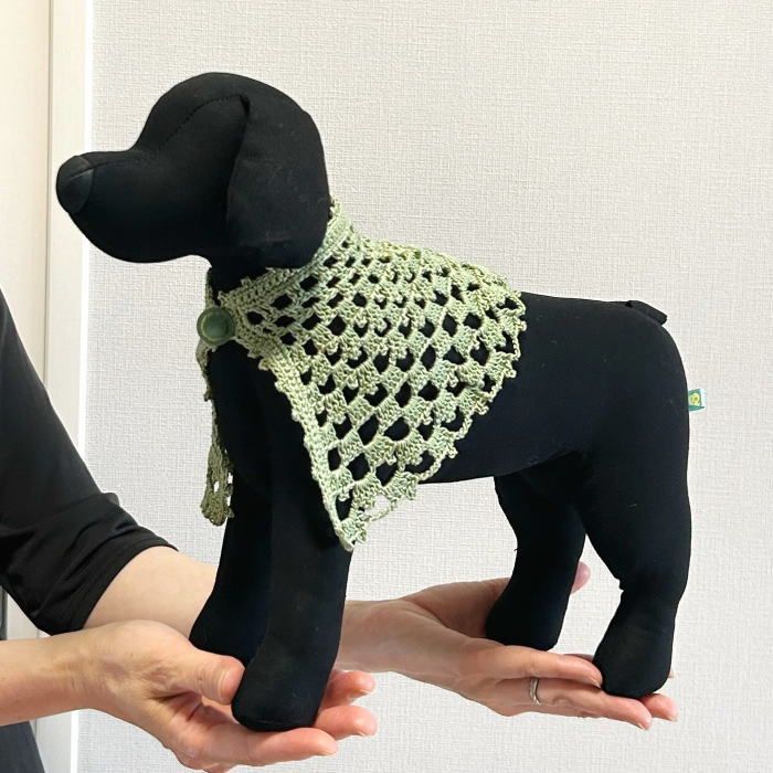 編み物キット ウォッシュコットンクロッシェで編む犬用ケープ 毛糸 夏糸 かぎ針編み 犬の服 ワンコ服 ドッグウェア