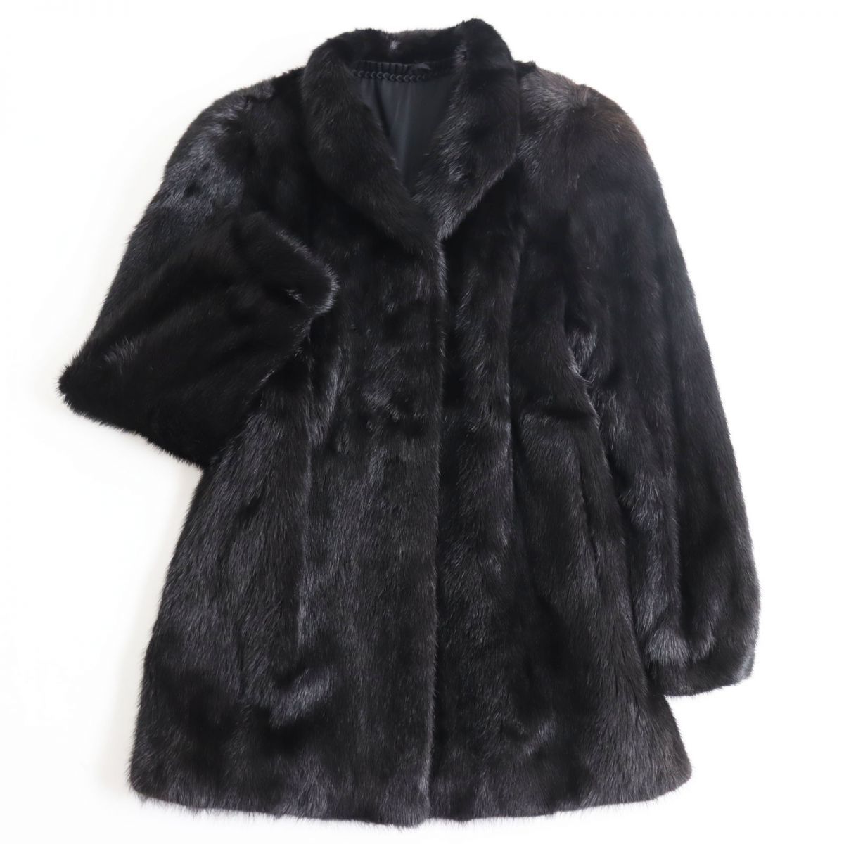極美品▲MINK ミンク 本毛皮ショートコート ジャケット ブラック 毛質艶やか・柔らか◎ g102-st30302-86
