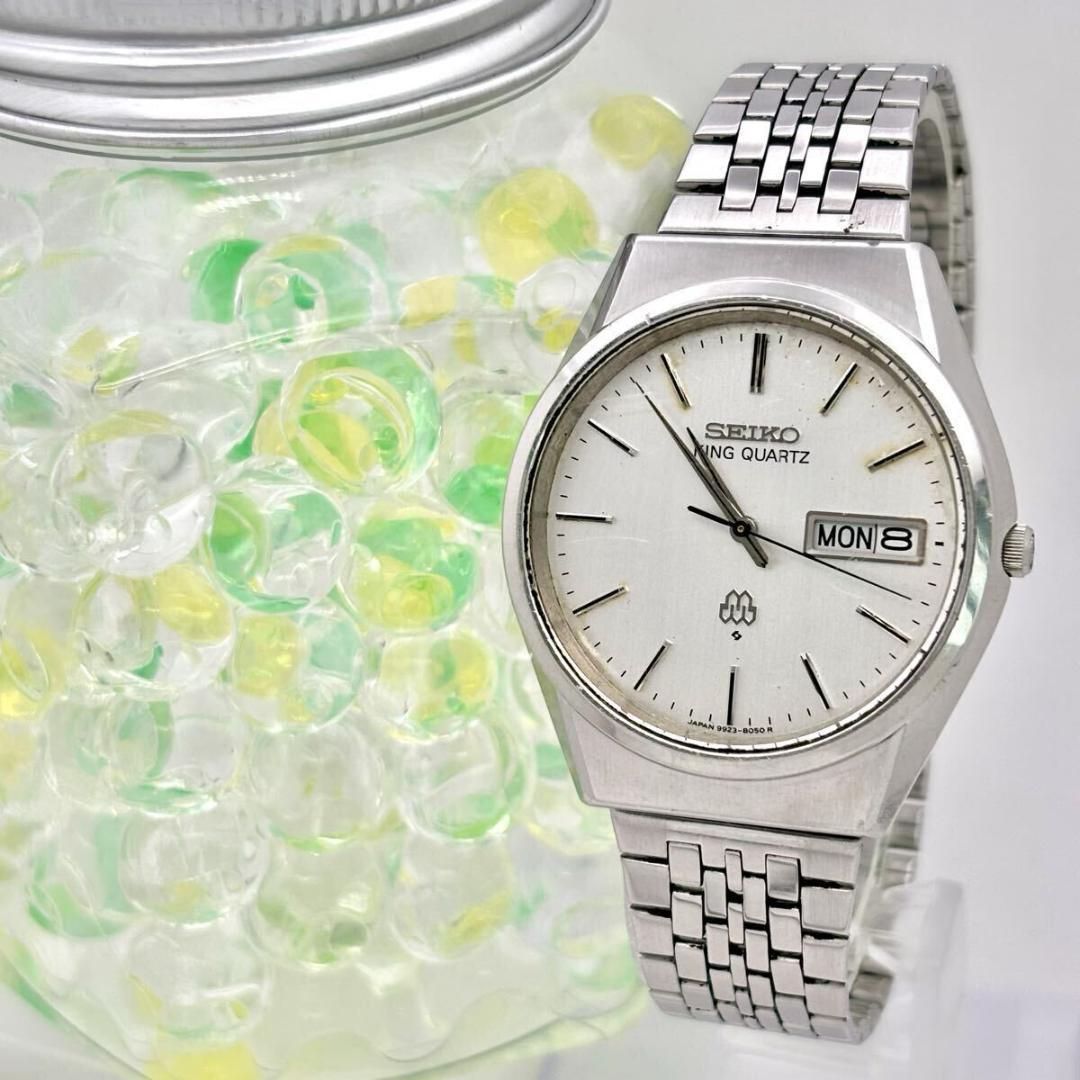 電池 SEIKO セイコー KING QUARTS キングクォーツ メンズ 腕時計 デイデイト シルバー