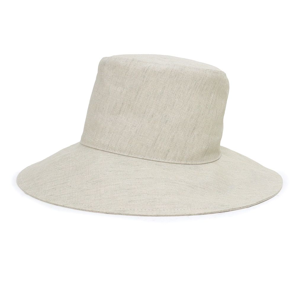 エルメス コレットハット 帽子 #57 セリエボタン 麻 リネン アクリル アセテート ベージュ シルバー金具 HERMES（新品・未使用品）
